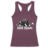 Diva Down Racerback Tank Top Funny Sarcastic Cat Meme