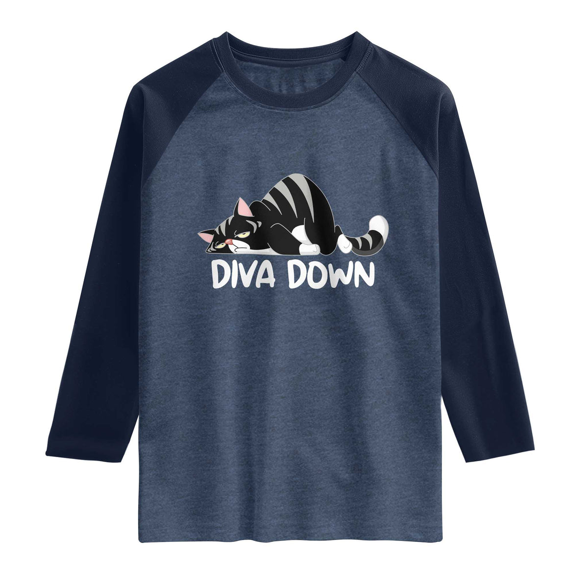 Diva Down Raglan Shirt Funny Sarcastic Cat Meme