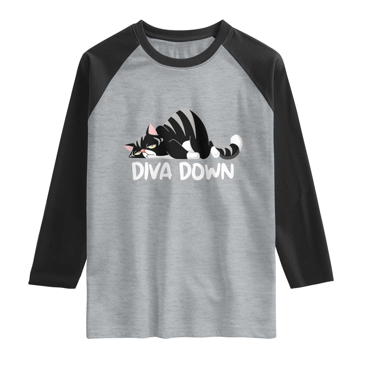 Diva Down Raglan Shirt Funny Sarcastic Cat Meme