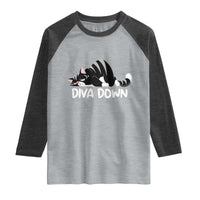 Diva Down Raglan Shirt Funny Sarcastic Cat Meme