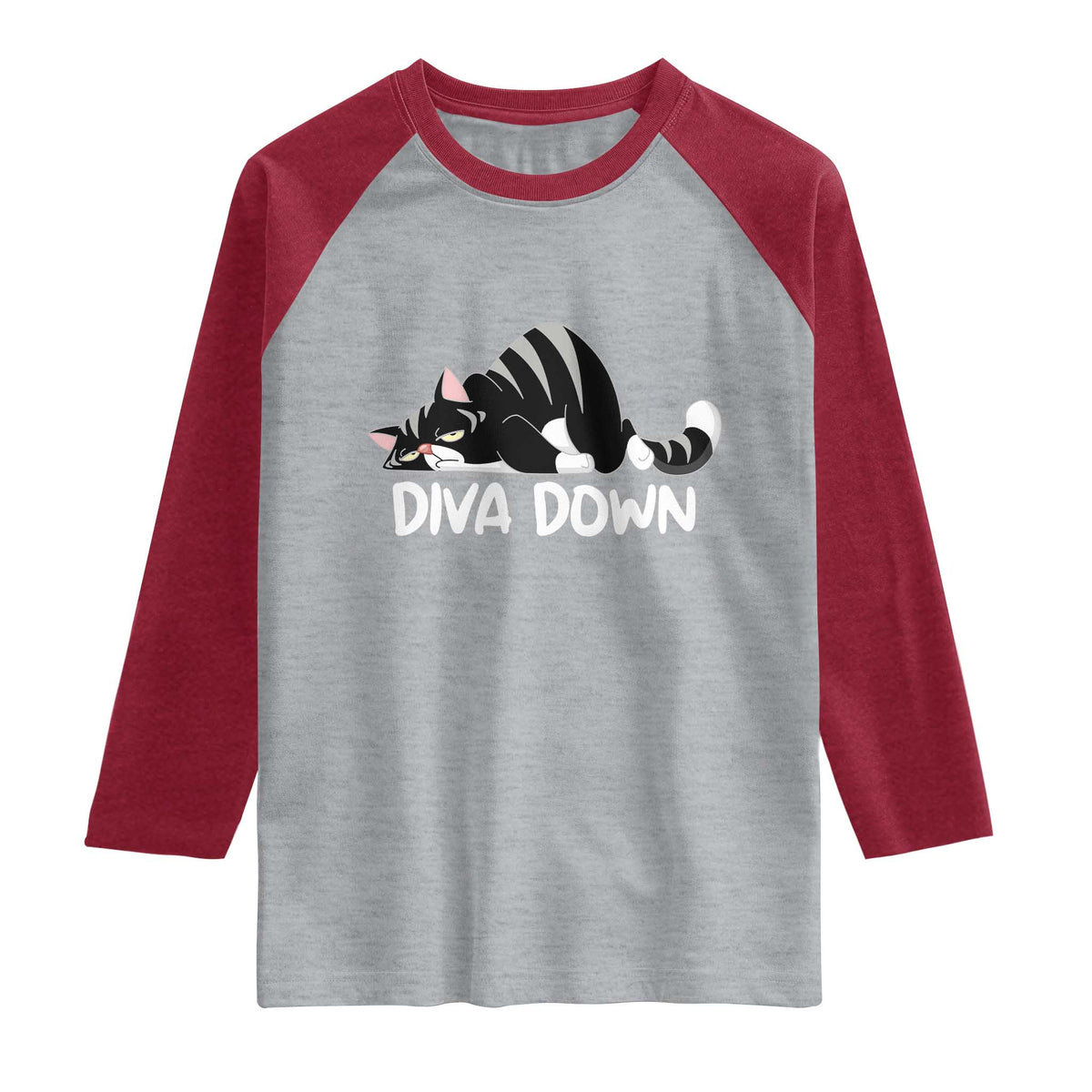 Diva Down Raglan Shirt Funny Sarcastic Cat Meme