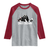 Diva Down Raglan Shirt Funny Sarcastic Cat Meme