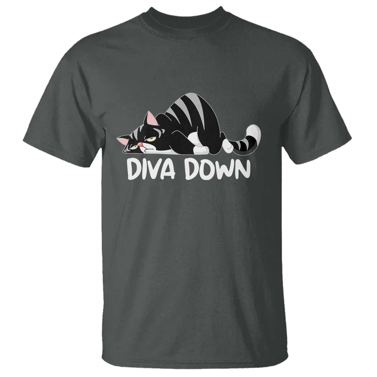 Diva Down T Shirt Funny Sarcastic Cat Meme