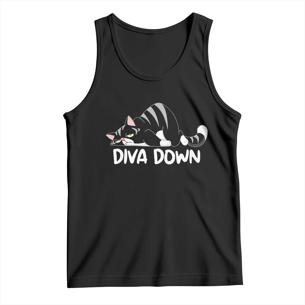 Diva Down Tank Top Funny Sarcastic Cat Meme