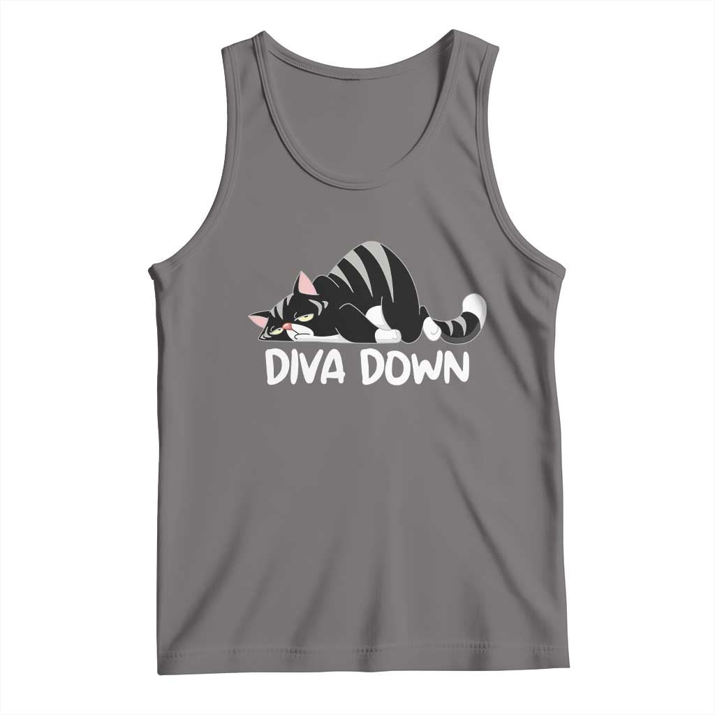 Diva Down Tank Top Funny Sarcastic Cat Meme