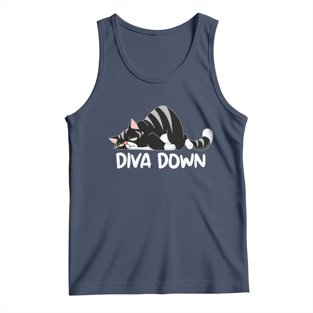 Diva Down Tank Top Funny Sarcastic Cat Meme