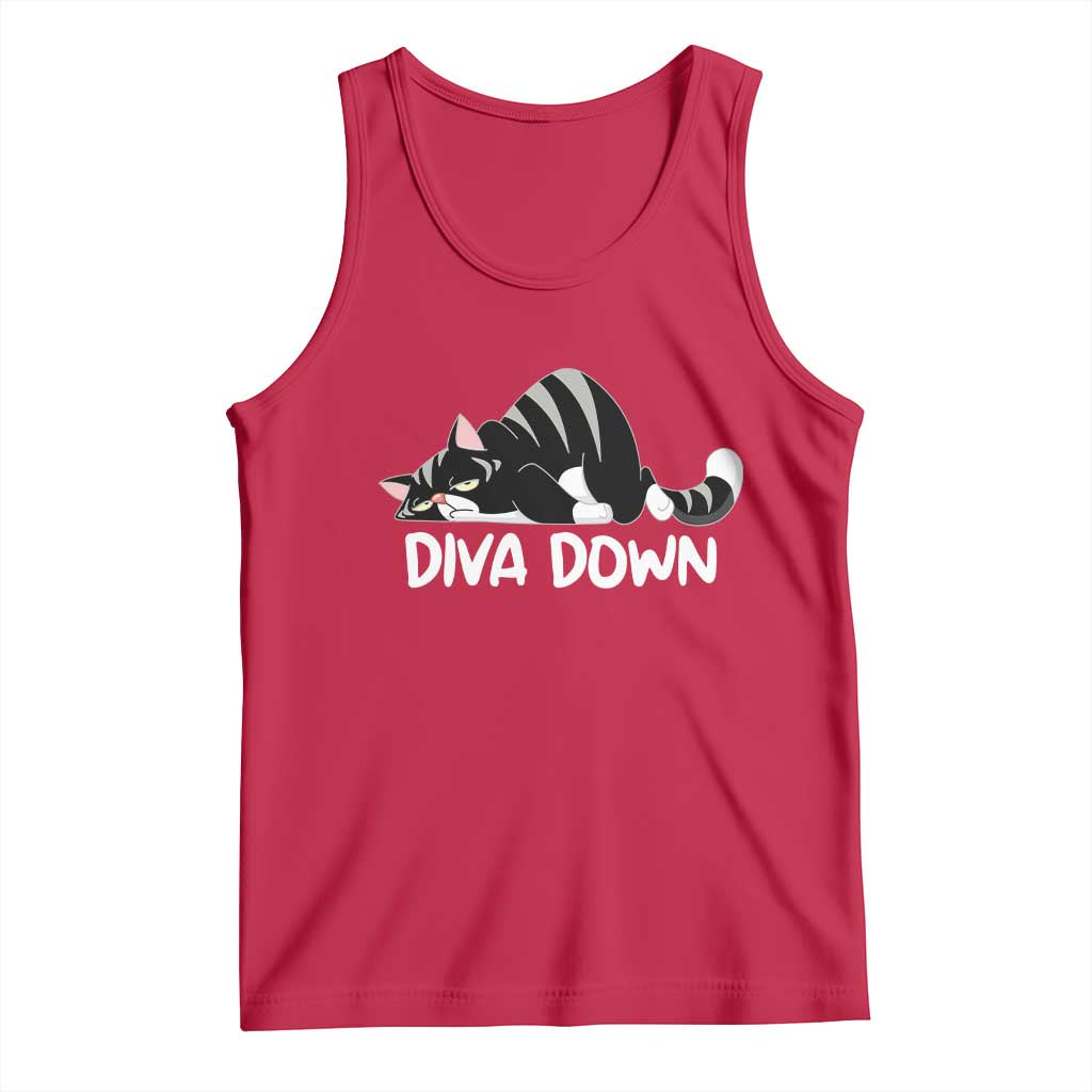 Diva Down Tank Top Funny Sarcastic Cat Meme