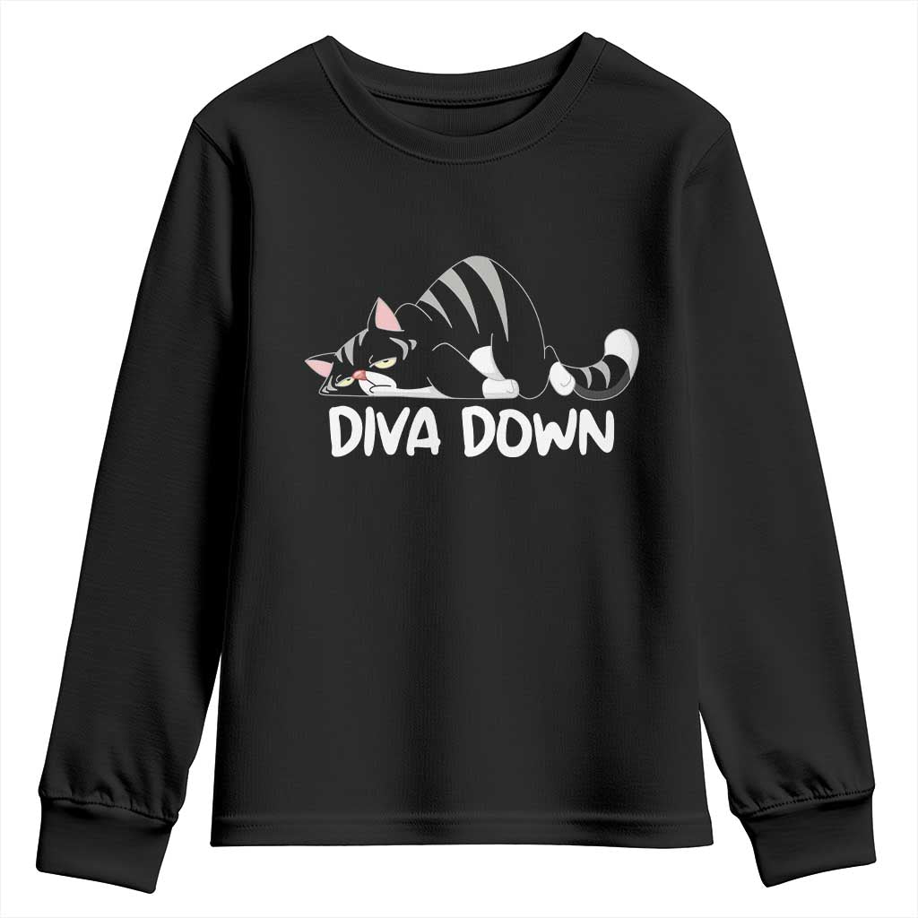 Diva Down Youth Sweatshirt Funny Sarcastic Cat Meme