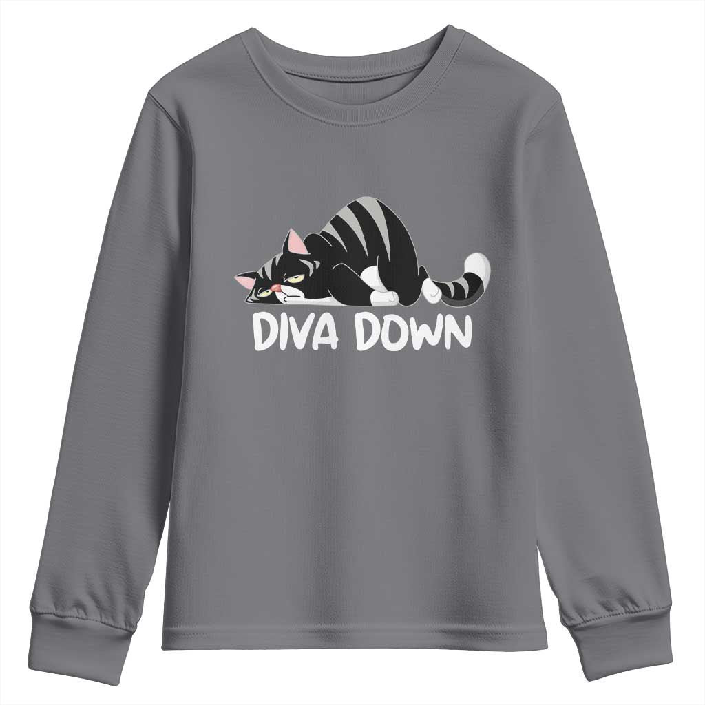Diva Down Youth Sweatshirt Funny Sarcastic Cat Meme