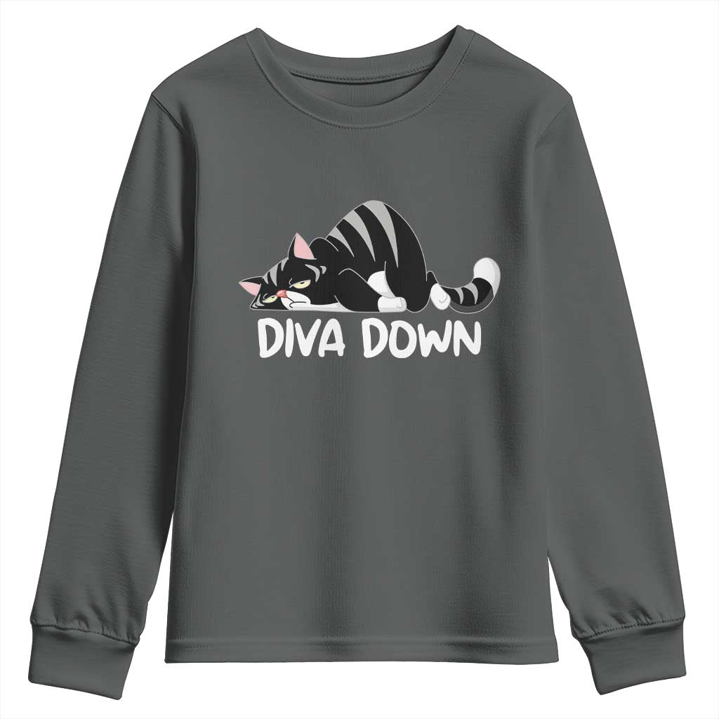 Diva Down Youth Sweatshirt Funny Sarcastic Cat Meme