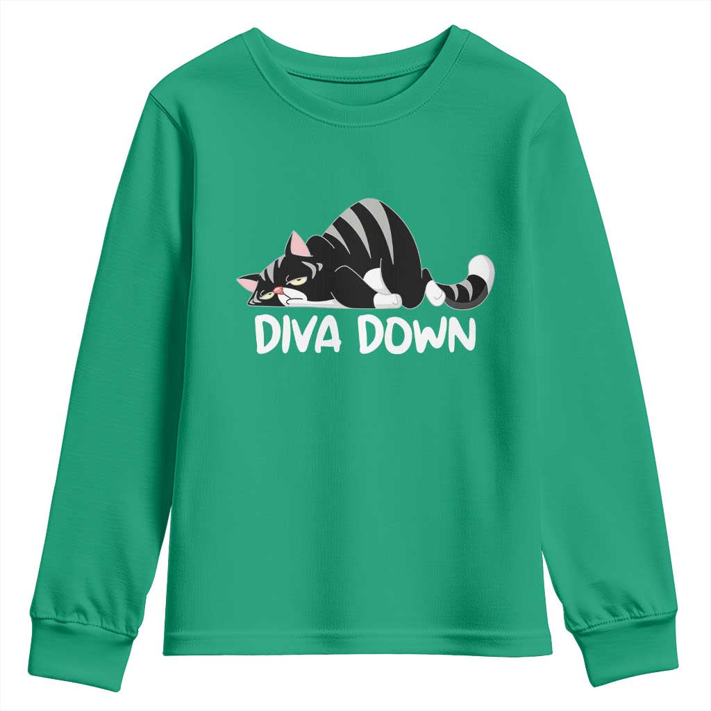 Diva Down Youth Sweatshirt Funny Sarcastic Cat Meme