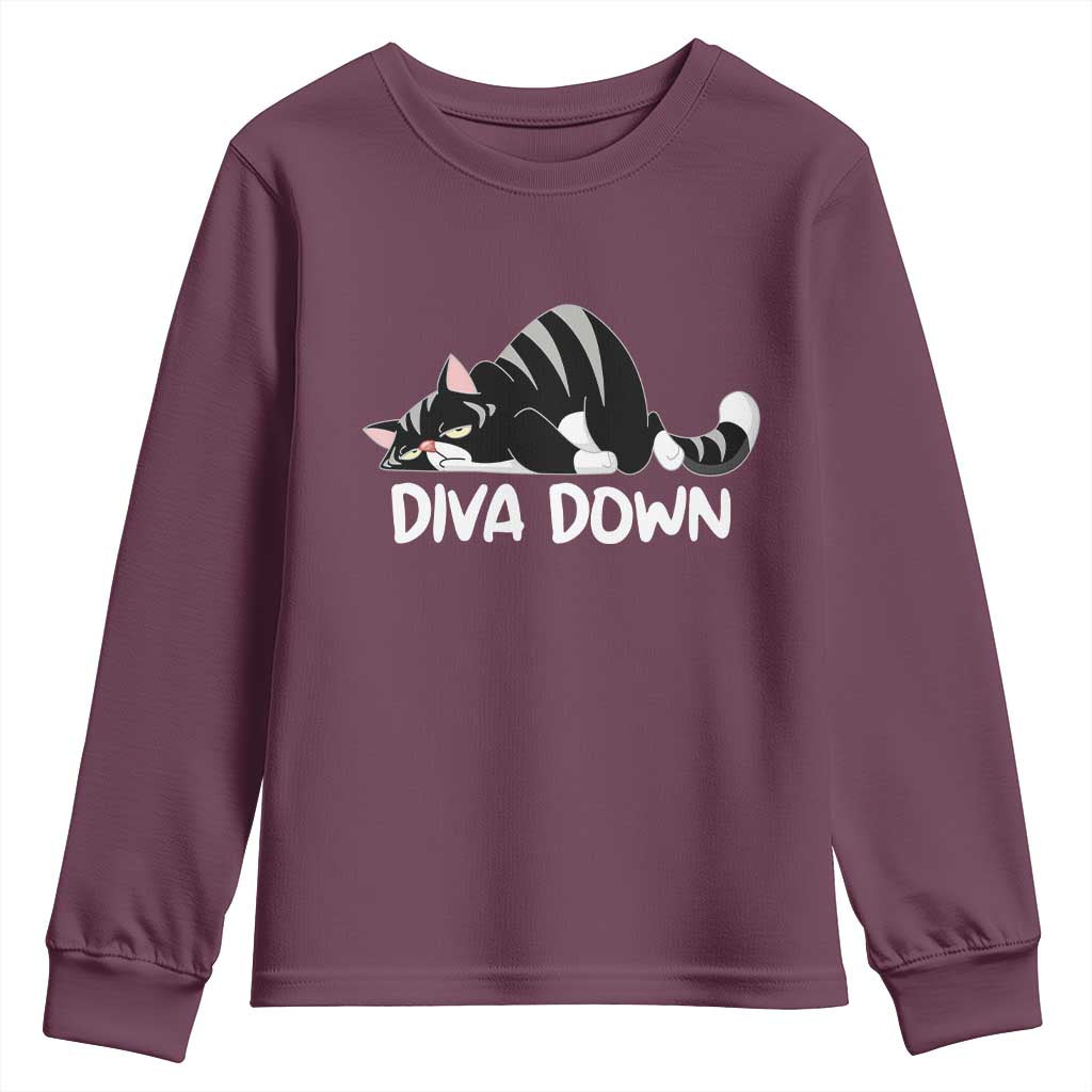 Diva Down Youth Sweatshirt Funny Sarcastic Cat Meme