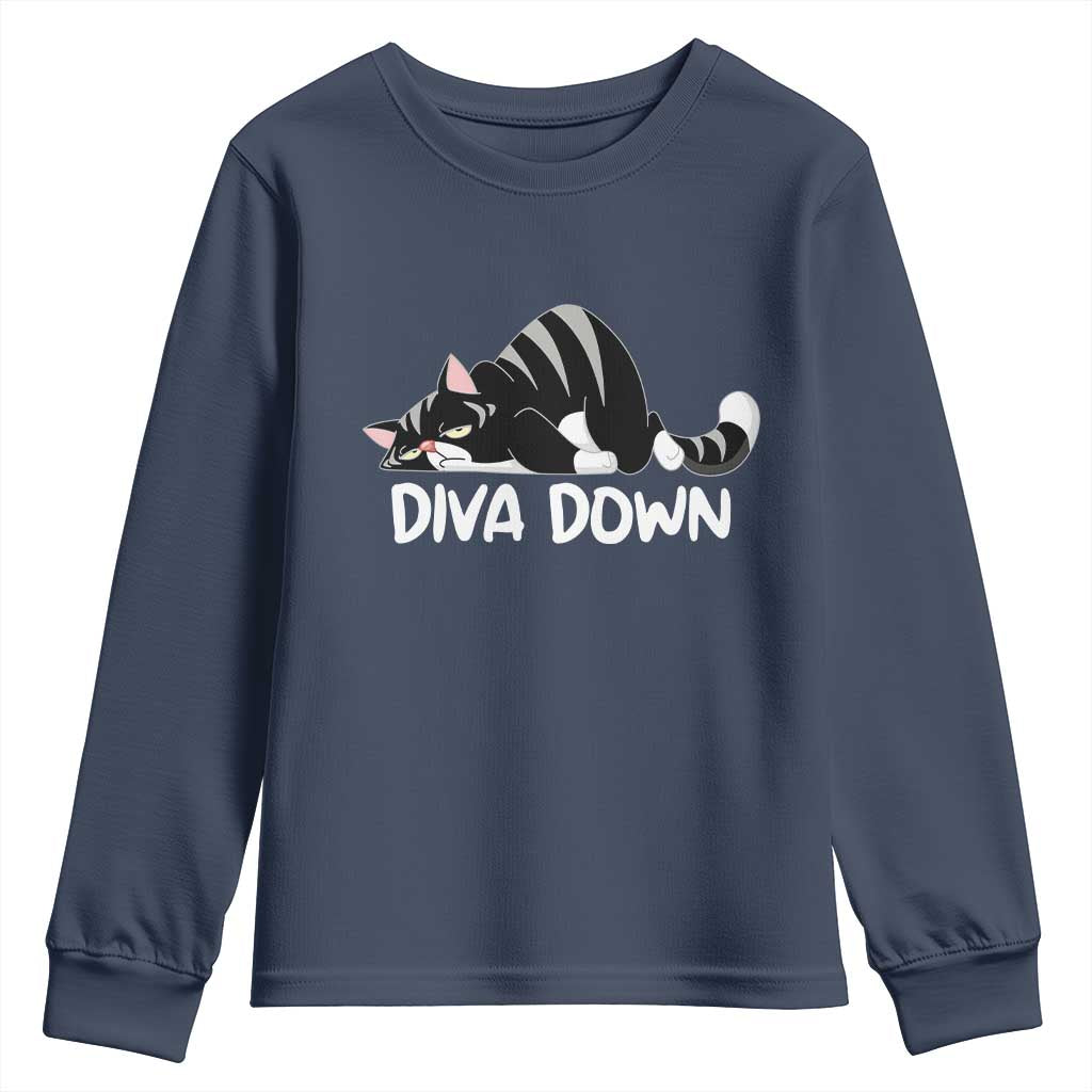 Diva Down Youth Sweatshirt Funny Sarcastic Cat Meme