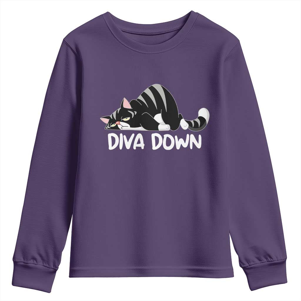 Diva Down Youth Sweatshirt Funny Sarcastic Cat Meme