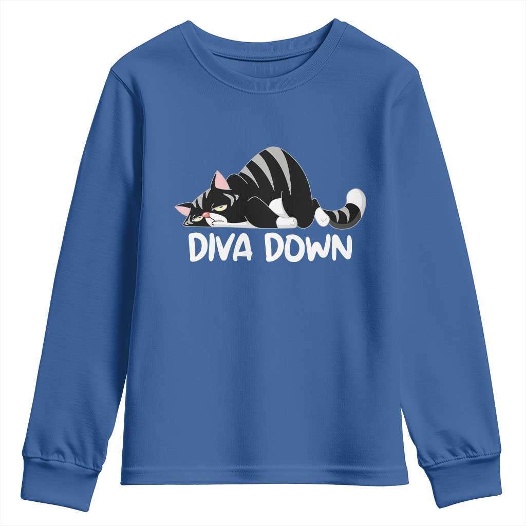 Diva Down Youth Sweatshirt Funny Sarcastic Cat Meme