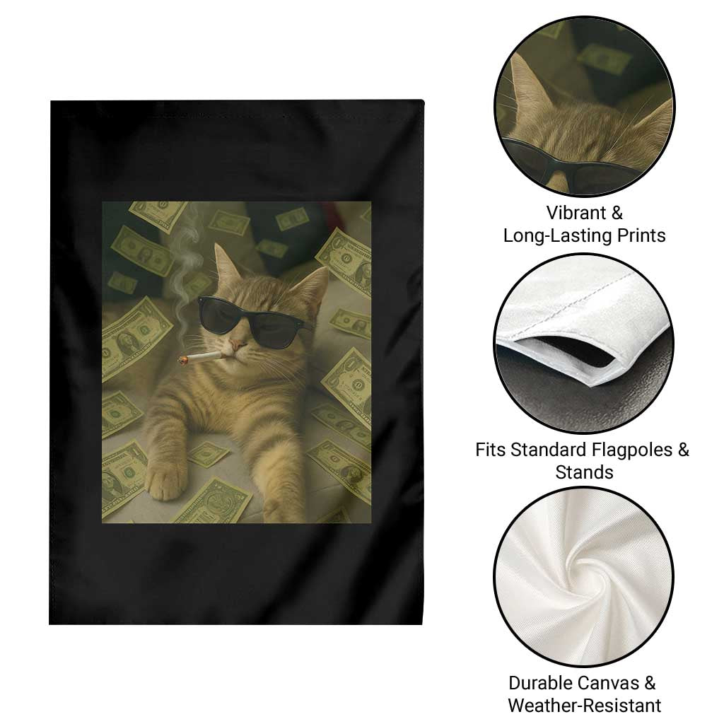 Funny Smoking Cat Selfie Meme Garden Flag Gen Z Joke - Wonder Print Shop