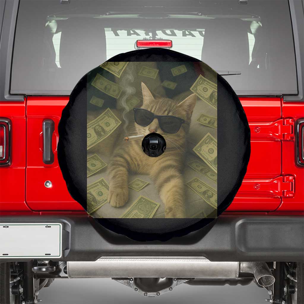 Funny Smoking Cat Selfie Meme Spare Tire Cover Gen Z Joke - Wonder Print Shop