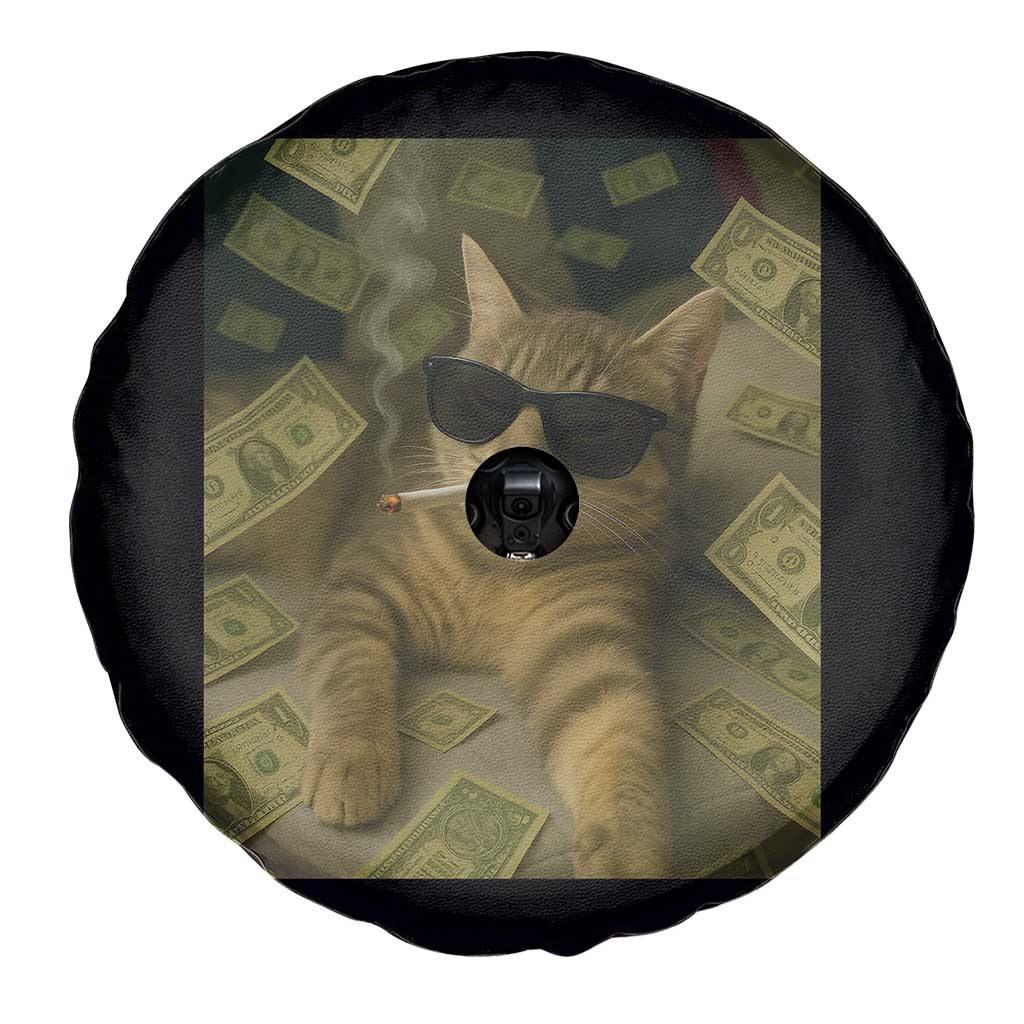 Funny Smoking Cat Selfie Meme Spare Tire Cover Gen Z Joke - Wonder Print Shop