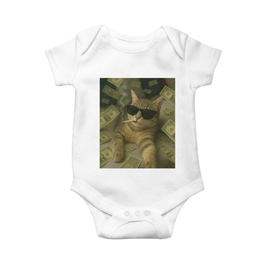 Funny Smoking Cat Selfie Meme Baby Onesie Gen Z Joke - Wonder Print Shop