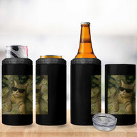 Funny Smoking Cat Selfie Meme 4 in 1 Can Cooler Tumbler Gen Z Joke - Wonder Print Shop