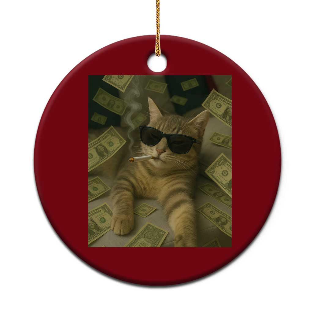 Funny Smoking Cat Selfie Meme Ceramic Ornament Gen Z Joke - Wonder Print Shop