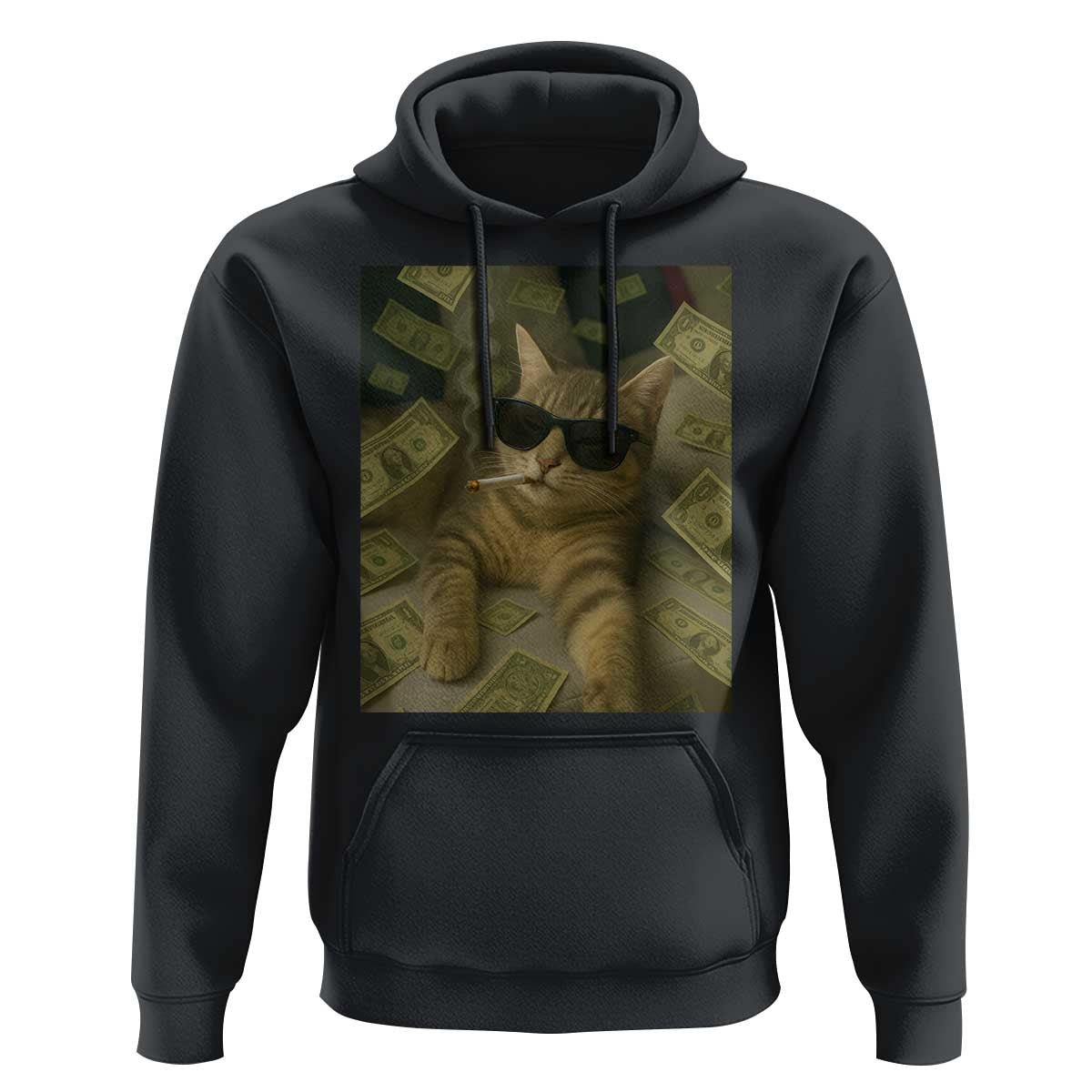 Funny Smoking Cat Selfie Meme Hoodie Gen Z Joke - Wonder Print Shop