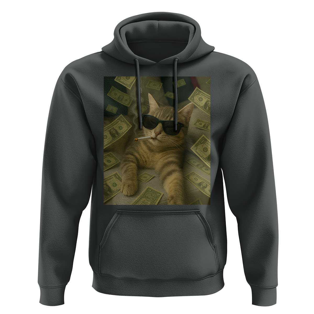 Funny Smoking Cat Selfie Meme Hoodie Gen Z Joke - Wonder Print Shop