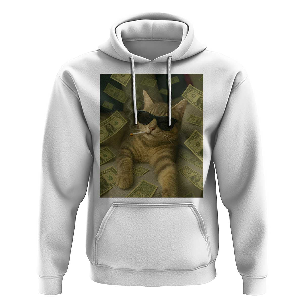 Funny Smoking Cat Selfie Meme Hoodie Gen Z Joke - Wonder Print Shop