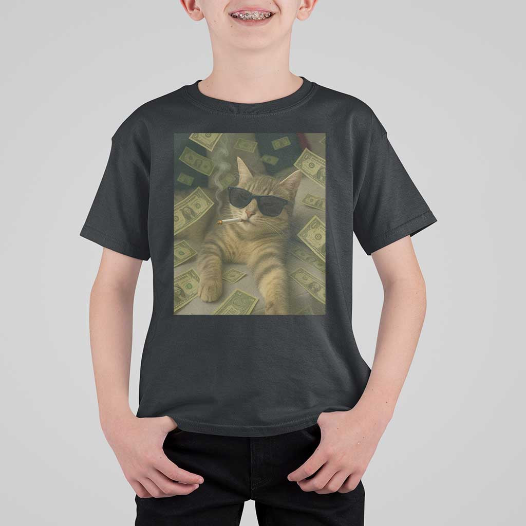 Funny Smoking Cat Selfie Meme T Shirt For Kid Gen Z Joke - Wonder Print Shop