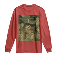 Funny Smoking Cat Selfie Meme Long Sleeve Shirt Gen Z Joke - Wonder Print Shop