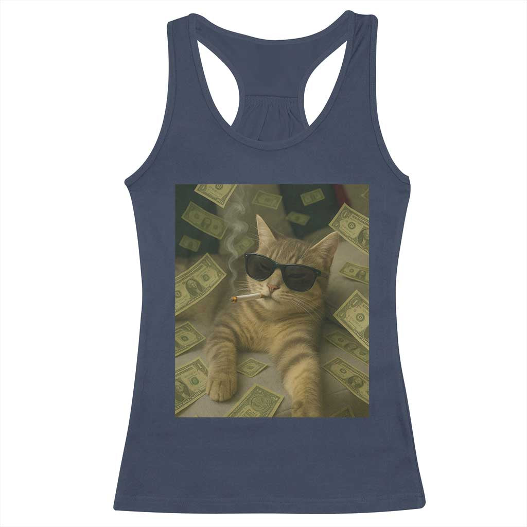 Funny Smoking Cat Selfie Meme Racerback Tank Top Gen Z Joke - Wonder Print Shop
