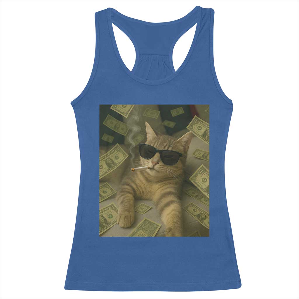 Funny Smoking Cat Selfie Meme Racerback Tank Top Gen Z Joke - Wonder Print Shop
