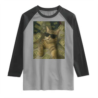 Funny Smoking Cat Selfie Meme Raglan Shirt Gen Z Joke - Wonder Print Shop