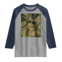 Funny Smoking Cat Selfie Meme Raglan Shirt Gen Z Joke - Wonder Print Shop