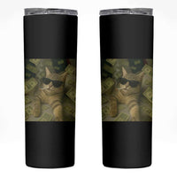 Funny Smoking Cat Selfie Meme Skinny Tumbler Gen Z Joke - Wonder Print Shop