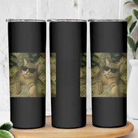 Funny Smoking Cat Selfie Meme Skinny Tumbler Gen Z Joke - Wonder Print Shop