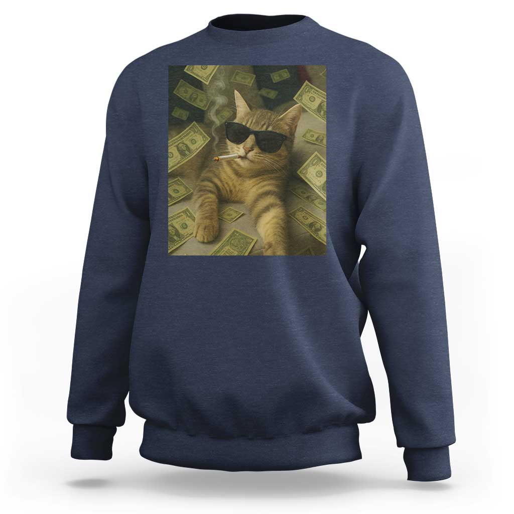 Funny Smoking Cat Selfie Meme Sweatshirt Gen Z Joke - Wonder Print Shop
