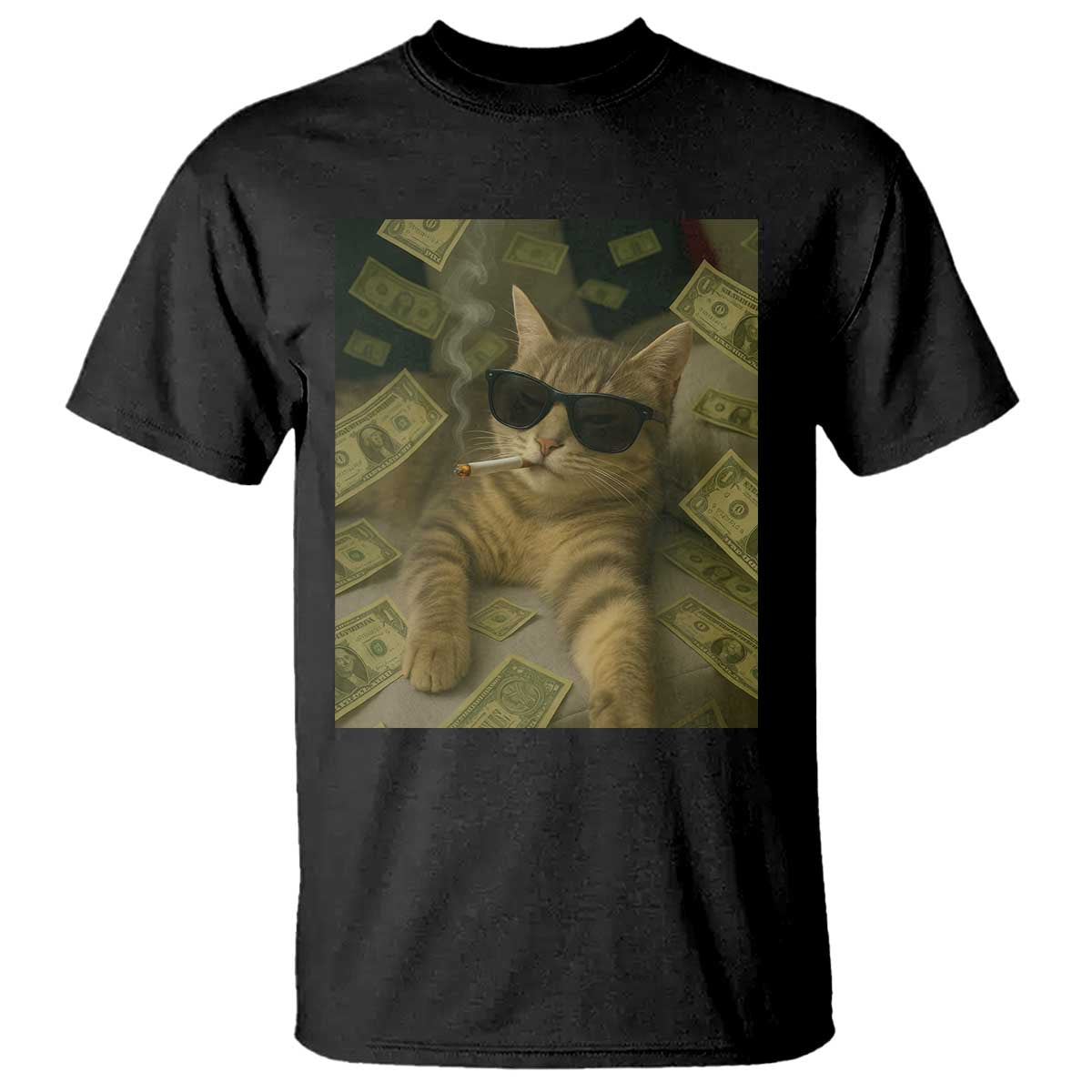 Funny Smoking Cat Selfie Meme T Shirt Gen Z Joke - Wonder Print Shop