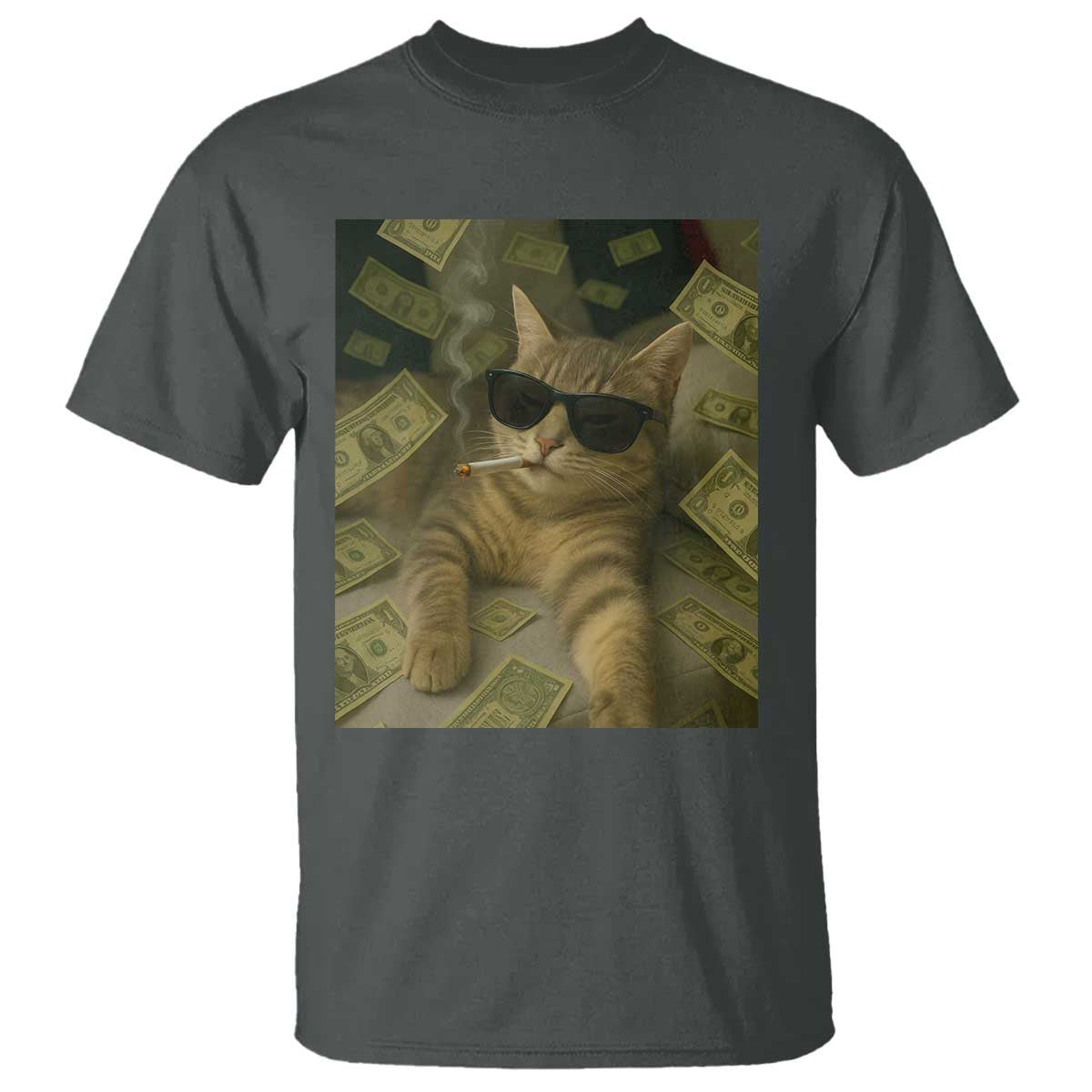 Funny Smoking Cat Selfie Meme T Shirt Gen Z Joke - Wonder Print Shop