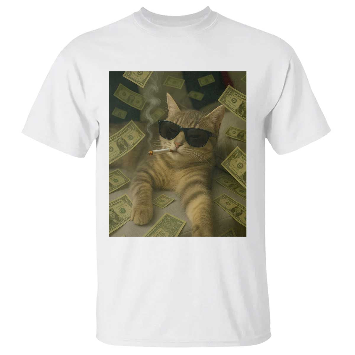 Funny Smoking Cat Selfie Meme T Shirt Gen Z Joke - Wonder Print Shop