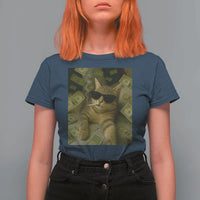 Funny Smoking Cat Selfie Meme T Shirt For Women Gen Z Joke - Wonder Print Shop