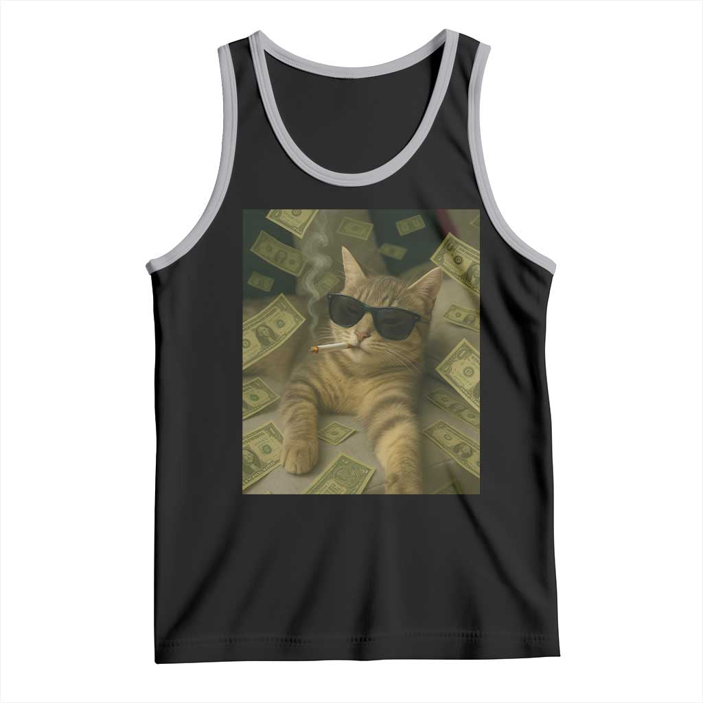 Funny Smoking Cat Selfie Meme Tank Top Gen Z Joke - Wonder Print Shop