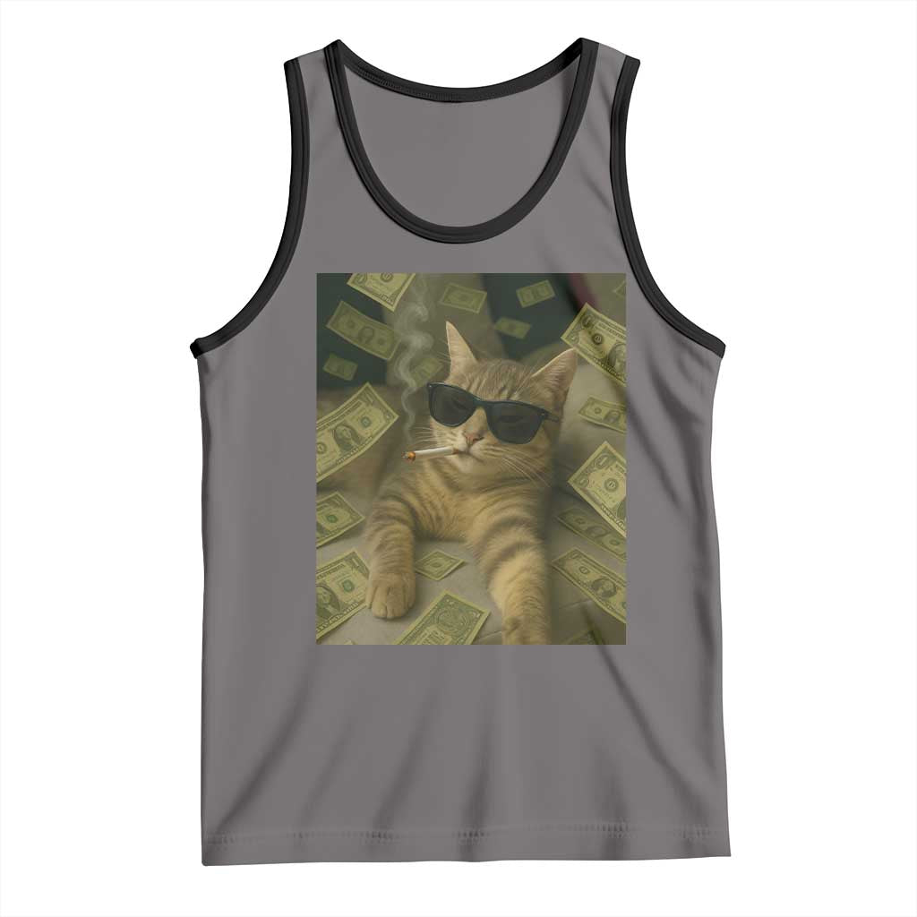 Funny Smoking Cat Selfie Meme Tank Top Gen Z Joke - Wonder Print Shop