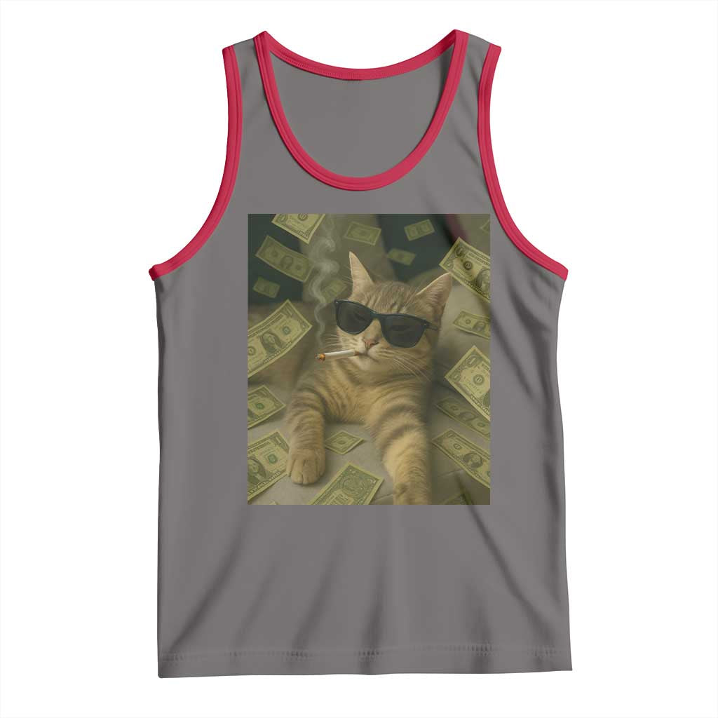 Funny Smoking Cat Selfie Meme Tank Top Gen Z Joke - Wonder Print Shop