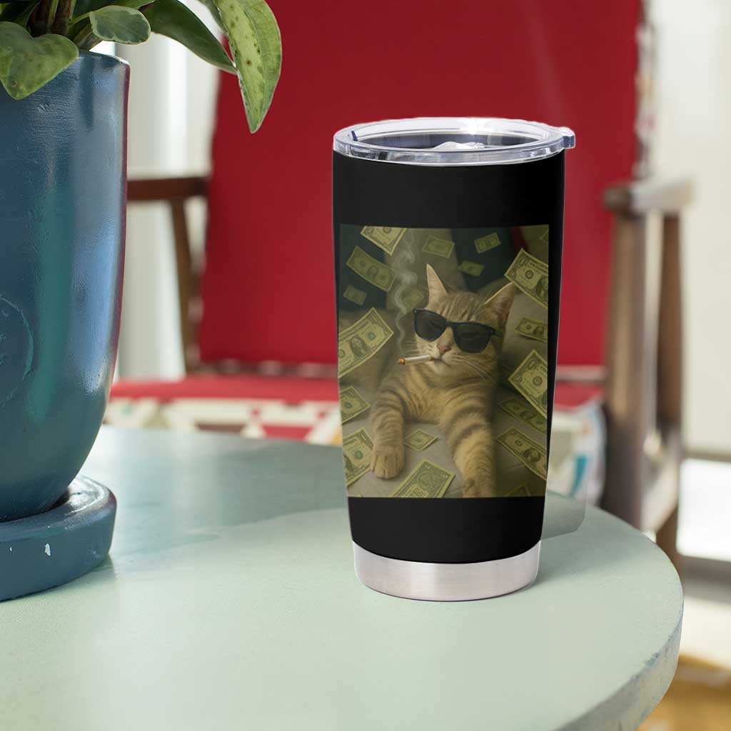 Funny Smoking Cat Selfie Meme Tumbler Cup Gen Z Joke - Wonder Print Shop