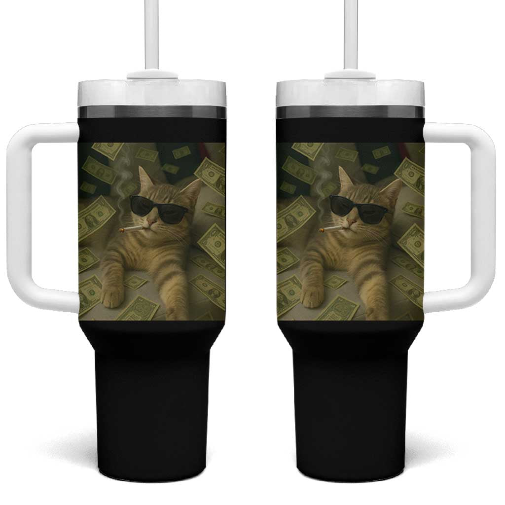Funny Smoking Cat Selfie Meme Tumbler With Handle Gen Z Joke - Wonder Print Shop
