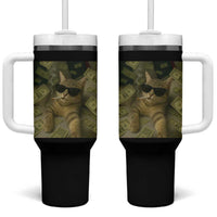 Funny Smoking Cat Selfie Meme Tumbler With Handle Gen Z Joke - Wonder Print Shop