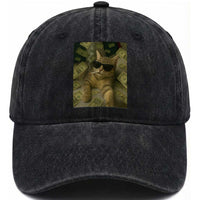 Funny Smoking Cat Selfie Meme Washed Cotton Baseball Cap Gen Z Joke