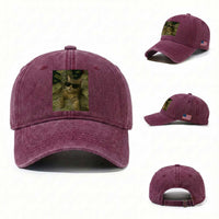 Funny Smoking Cat Selfie Meme Washed Cotton Baseball Cap Gen Z Joke