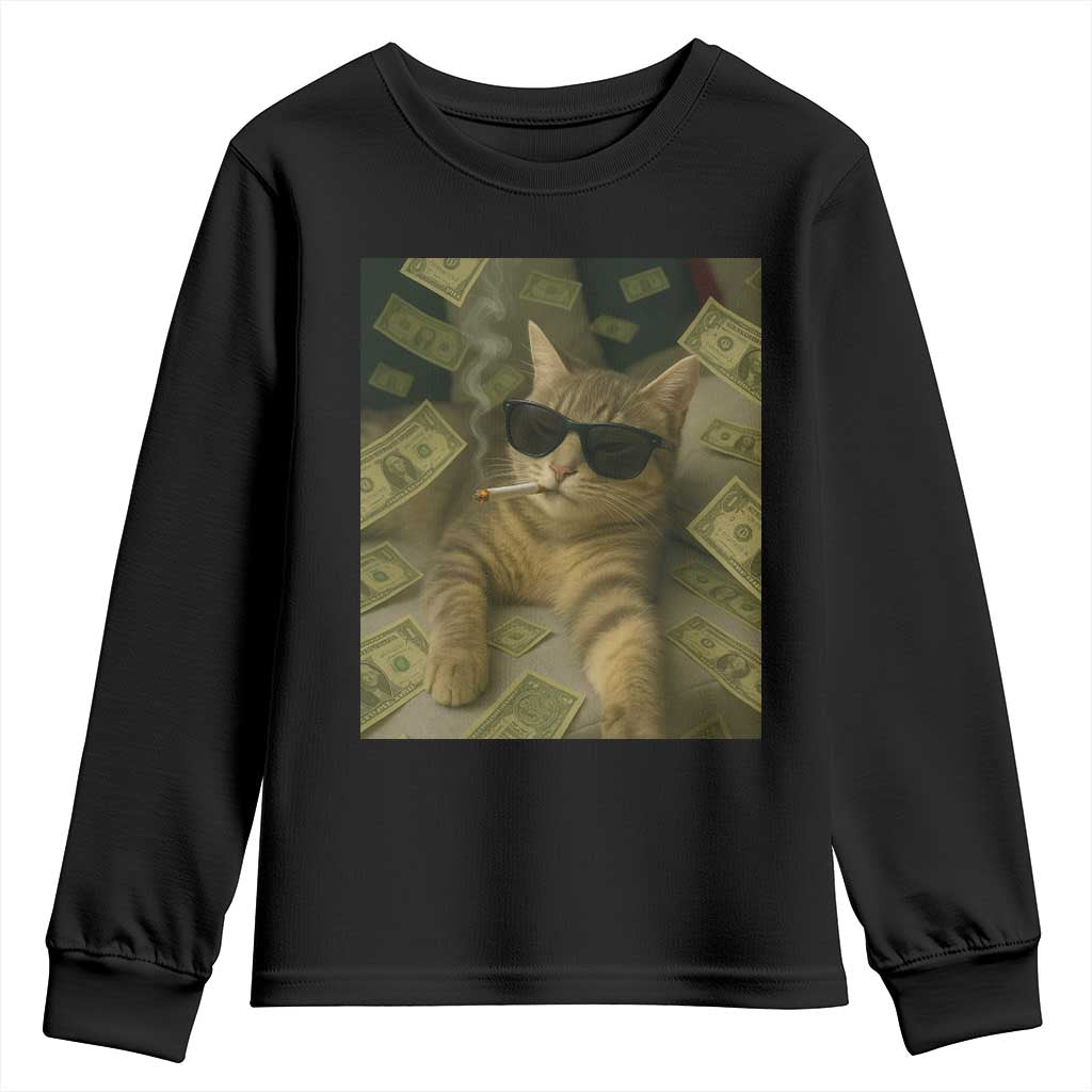 Funny Smoking Cat Selfie Meme Youth Sweatshirt Gen Z Joke - Wonder Print Shop